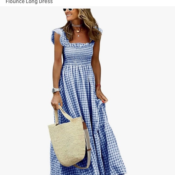 Blue Gingham Maxi Sundress NIP - Picture 8 of 10